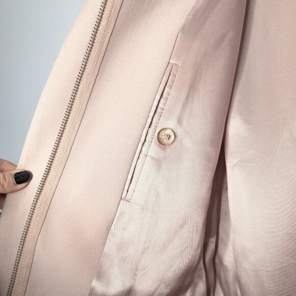 COS Pale Pink Long Sleeve Coat Zip Up Pockets Detachable Collar Lined Size 2 - Picture 8 of 8